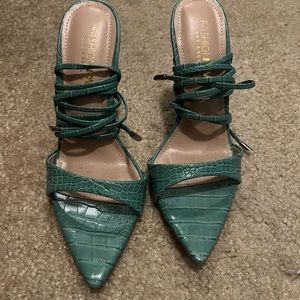 Green croc heels